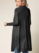 WSK2251 Long Sleeve Solid Open Front Long Knited Cardigan Sweater with Pocket