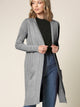 WSK2251 Long Sleeve Solid Open Front Long Knited Cardigan Sweater with Pocket