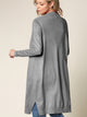 WSK2251 Long Sleeve Solid Open Front Long Knited Cardigan Sweater with Pocket