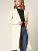 WSK2251 Long Sleeve Solid Open Front Long Knited Cardigan Sweater with Pocket