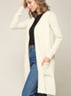 WSK2251 Long Sleeve Solid Open Front Long Knited Cardigan Sweater with Pocket