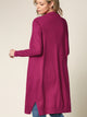 WSK2251 Long Sleeve Solid Open Front Long Knited Cardigan Sweater with Pocket
