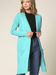 WSK2251 Long Sleeve Solid Open Front Long Knited Cardigan Sweater with Pocket