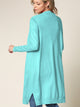 WSK2251 Long Sleeve Solid Open Front Long Knited Cardigan Sweater with Pocket
