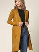 WSK2251 Long Sleeve Solid Open Front Long Knited Cardigan Sweater with Pocket