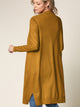 WSK2251 Long Sleeve Solid Open Front Long Knited Cardigan Sweater with Pocket