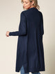 WSK2251 Long Sleeve Solid Open Front Long Knited Cardigan Sweater with Pocket