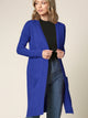 WSK2251 Long Sleeve Solid Open Front Long Knited Cardigan Sweater with Pocket