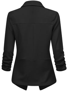 WSK2324 Women 3/4 Sleeve Blazer Open Front Cardigan Jacket Work Office Blazer