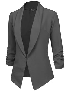 WSK2324 Women 3/4 Sleeve Blazer Open Front Cardigan Jacket Work Office Blazer