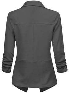 WSK2324 Women 3/4 Sleeve Blazer Open Front Cardigan Jacket Work Office Blazer