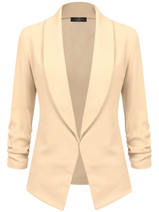 WSK2324 Women 3/4 Sleeve Blazer Open Front Cardigan Jacket Work Office Blazer