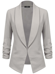 WSK2324 Women 3/4 Sleeve Blazer Open Front Cardigan Jacket Work Office Blazer