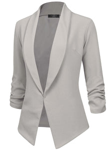WSK2324 Women 3/4 Sleeve Blazer Open Front Cardigan Jacket Work Office Blazer