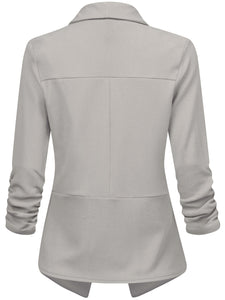 WSK2324 Women 3/4 Sleeve Blazer Open Front Cardigan Jacket Work Office Blazer