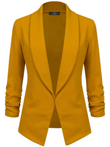 WSK2324 Women 3/4 Sleeve Blazer Open Front Cardigan Jacket Work Office Blazer