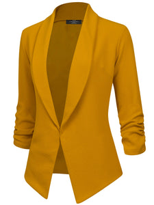 WSK2324 Women 3/4 Sleeve Blazer Open Front Cardigan Jacket Work Office Blazer