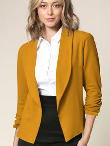 WSK2324 Women 3/4 Sleeve Blazer Open Front Cardigan Jacket Work Office Blazer