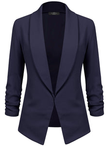 WSK2324 Women 3/4 Sleeve Blazer Open Front Cardigan Jacket Work Office Blazer