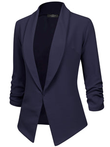 WSK2324 Women 3/4 Sleeve Blazer Open Front Cardigan Jacket Work Office Blazer