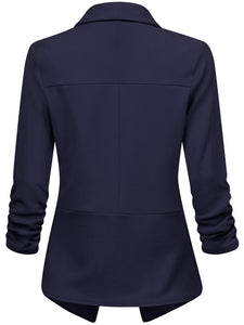 WSK2324 Women 3/4 Sleeve Blazer Open Front Cardigan Jacket Work Office Blazer