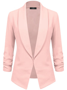 WSK2324 Women 3/4 Sleeve Blazer Open Front Cardigan Jacket Work Office Blazer