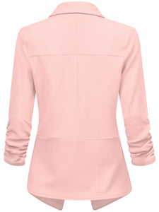 WSK2324 Women 3/4 Sleeve Blazer Open Front Cardigan Jacket Work Office Blazer