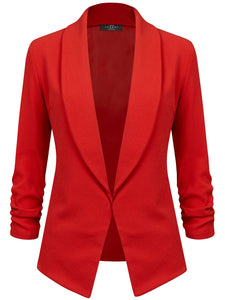 WSK2324 Women 3/4 Sleeve Blazer Open Front Cardigan Jacket Work Office Blazer