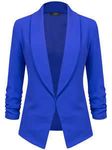 WSK2324 Women 3/4 Sleeve Blazer Open Front Cardigan Jacket Work Office Blazer
