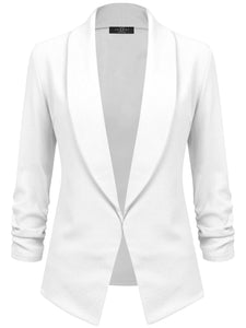 WSK2324 Women 3/4 Sleeve Blazer Open Front Cardigan Jacket Work Office Blazer