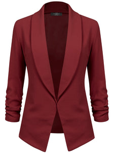 WSK2324 Women 3/4 Sleeve Blazer Open Front Cardigan Jacket Work Office Blazer