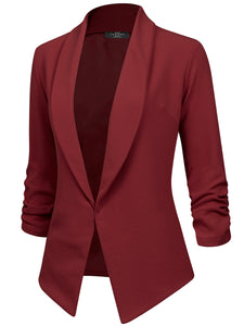 WSK2324 Women 3/4 Sleeve Blazer Open Front Cardigan Jacket Work Office Blazer