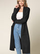 WSK2331 Women's Casual Cozy Braided Open Front Long Pocket Cardigan Sweater