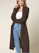 WSK2331 Women's Casual Cozy Braided Open Front Long Pocket Cardigan Sweater
