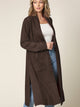 WSK2331 Women's Casual Cozy Braided Open Front Long Pocket Cardigan Sweater