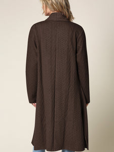 WSK2331 Women's Casual Cozy Braided Open Front Long Pocket Cardigan Sweater