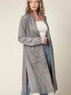 WSK2331 Women's Casual Cozy Braided Open Front Long Pocket Cardigan Sweater