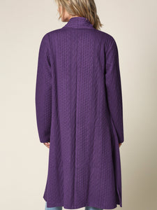 WSK2331 Women's Casual Cozy Braided Open Front Long Pocket Cardigan Sweater