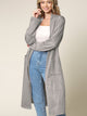 WSK2331 Women's Casual Cozy Braided Open Front Long Pocket Cardigan Sweater