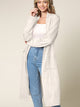 WSK2331 Women's Casual Cozy Braided Open Front Long Pocket Cardigan Sweater