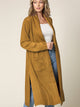WSK2331 Women's Casual Cozy Braided Open Front Long Pocket Cardigan Sweater
