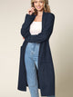 WSK2331 Women's Casual Cozy Braided Open Front Long Pocket Cardigan Sweater