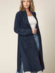 WSK2331 Women's Casual Cozy Braided Open Front Long Pocket Cardigan Sweater