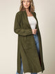 WSK2331 Women's Casual Cozy Braided Open Front Long Pocket Cardigan Sweater