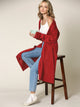 WSK2331 Women's Casual Cozy Braided Open Front Long Pocket Cardigan Sweater