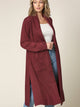 WSK2331 Women's Casual Cozy Braided Open Front Long Pocket Cardigan Sweater