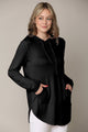 WSK2364 Women's Loose Crew Neck and Kangaroo Pocket Lightweight French Terry Hoodie