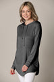 WSK2364 Women's Loose Crew Neck and Kangaroo Pocket Lightweight French Terry Hoodie