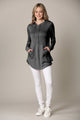 WSK2364 Women's Loose Crew Neck and Kangaroo Pocket Lightweight French Terry Hoodie