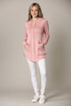 WSK2364 Women's Loose Crew Neck and Kangaroo Pocket Lightweight French Terry Hoodie